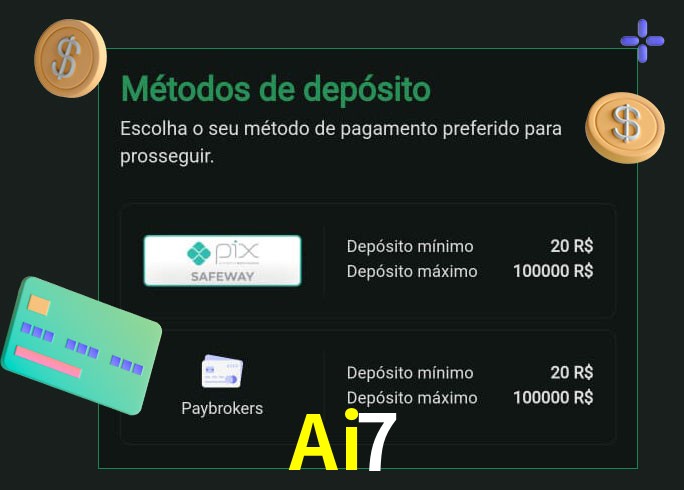 O cassino Ai7 oferece uma grande variedade de métodos de pagamento
